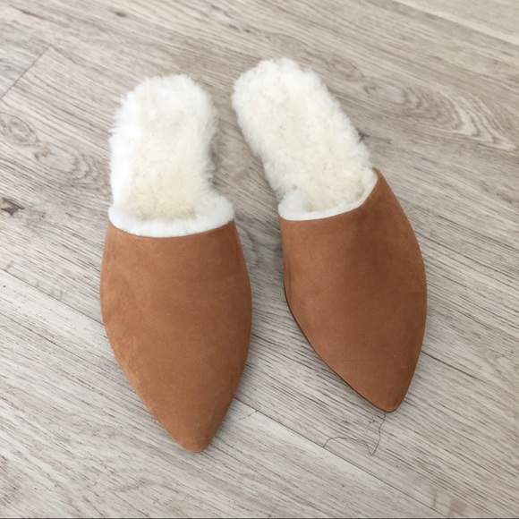 Jenni Kayne Shearling Lined Mules Walnut Brown Tan 7 - Picture 3 of 6